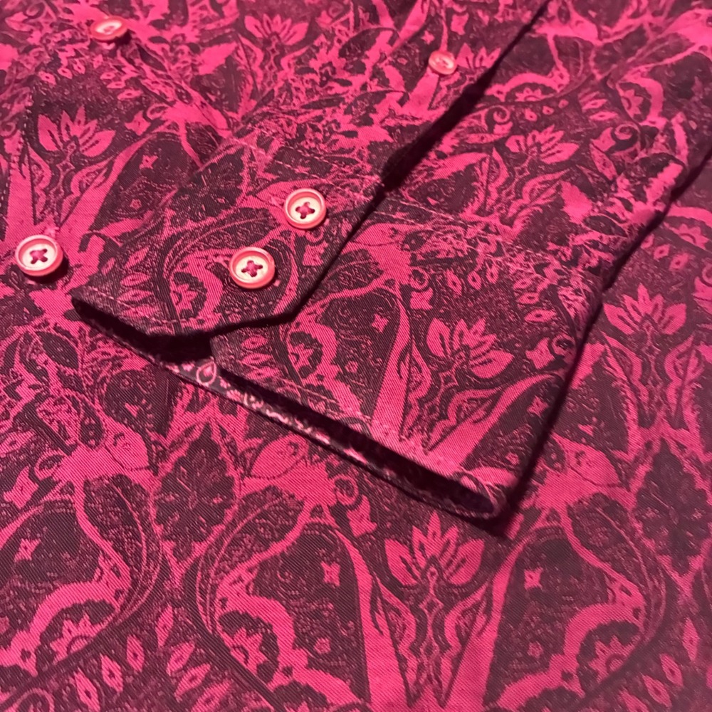 Robert Graham Mens Magenta Paisley Button Down Shirt Classic Fit Large - Picture 3 of 6